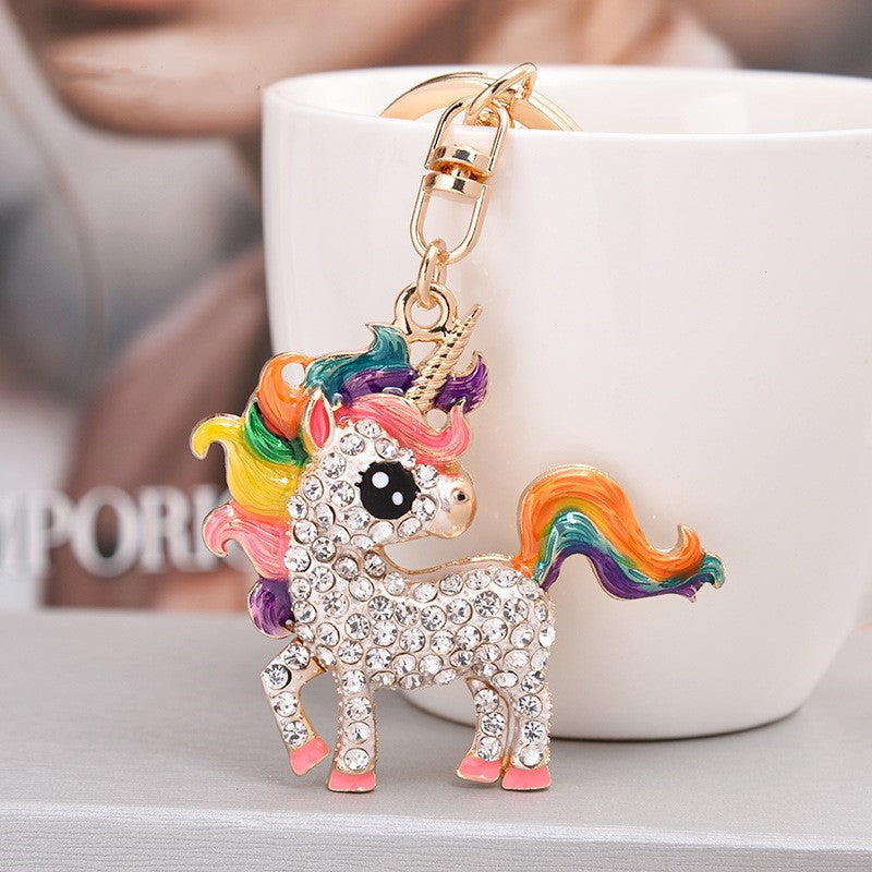 Wholesale Zinc Alloy Diamond Studded Unicorn Keychain